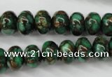 CGO122 15.5 inches 8*12mm rondelle gold green color stone beads