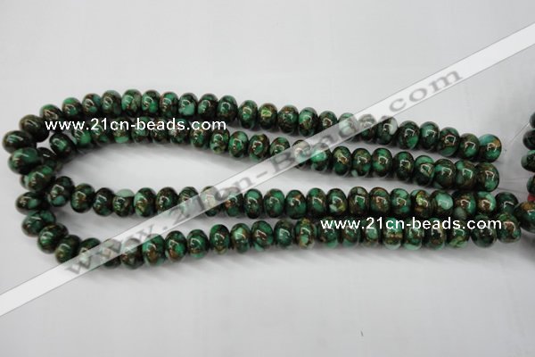 CGO122 15.5 inches 8*12mm rondelle gold green color stone beads