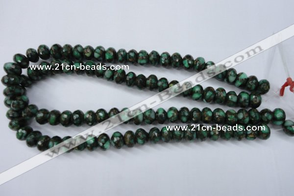 CGO125 15.5 inches 8*12mm faceted rondelle gold green color stone beads