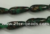 CGO136 15.5 inches 10*30mm faceted teardrop gold green color stone beads