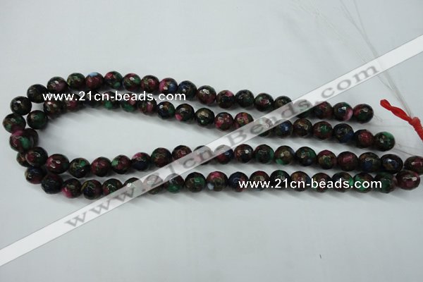 CGO14 15.5 inches 10mm faceted round gold multi-color stone beads