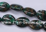 CGO146 15.5 inches 10*14mm oval gold green color stone beads