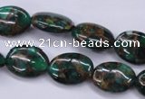 CGO147 15.5 inches 12*16mm oval gold green color stone beads