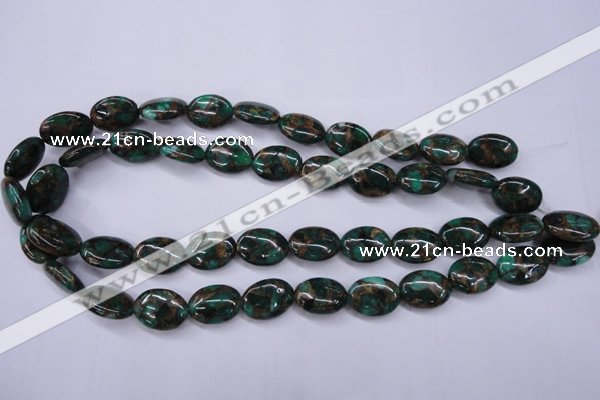 CGO149 15.5 inches 15*20mm oval gold green color stone beads