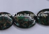 CGO150 15.5 inches 18*25mm oval gold green color stone beads