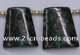 CGO155 Top-drilled 22*28mm trapezoid gold green color stone beads