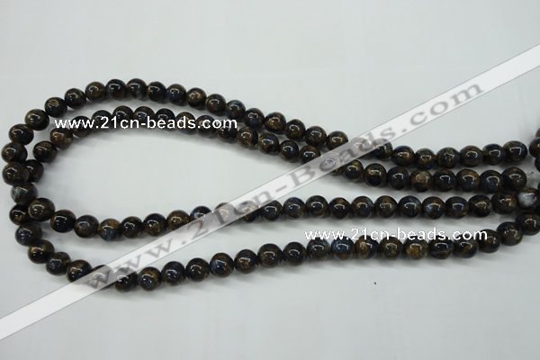 CGO162 15.5 inches 8mm round gold blue color stone beads