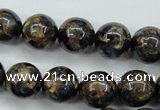 CGO166 15.5 inches 16mm round gold blue color stone beads