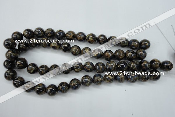 CGO166 15.5 inches 16mm round gold blue color stone beads