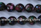 CGO17 15.5 inches 16mm faceted round gold multi-color stone beads