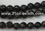 CGO171 15.5 inches 6mm faceted round gold blue color stone beads