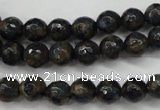 CGO172 15.5 inches 8mm faceted round gold blue color stone beads