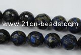 CGO174 15.5 inches 12mm faceted round gold blue color stone beads