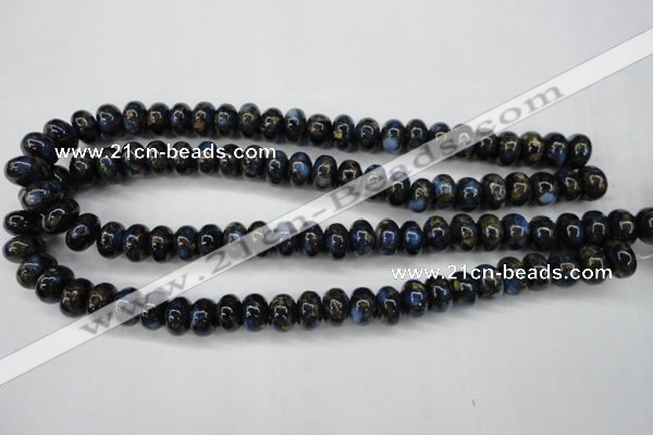 CGO182 15.5 inches 8*12mm rondelle gold blue color stone beads