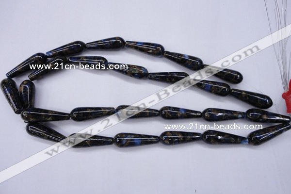 CGO190 15.5 inches 12*40mm teardrop gold blue color stone beads