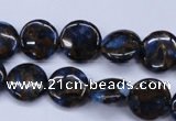 CGO200 15.5 inches 12mm flat round gold blue color stone beads