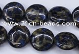 CGO202 15.5 inches 16mm flat round gold blue color stone beads