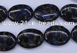 CGO206 15.5 inches 10*14mm oval gold blue color stone beads