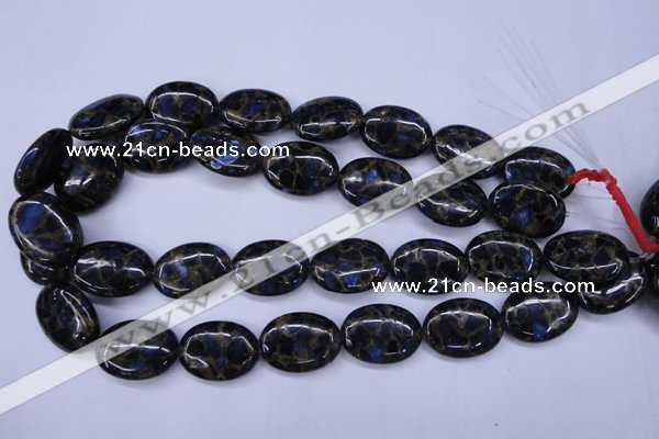 CGO206 15.5 inches 10*14mm oval gold blue color stone beads