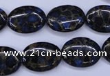 CGO207 15.5 inches 12*16mm oval gold blue color stone beads