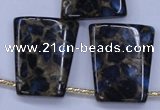 CGO215 Top-drilled 22*28mm trapezoid gold blue color stone beads