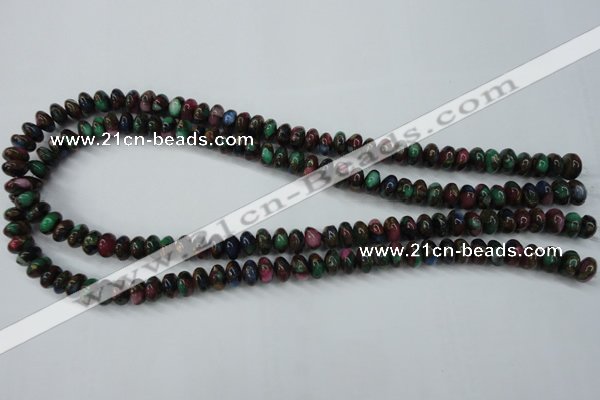 CGO22 15.5 inches 8*12mm rondelle gold multi-color stone beads