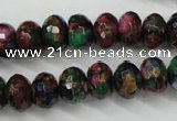 CGO25 15.5 inches 8*12mm faceted rondelle gold multi-color stone beads