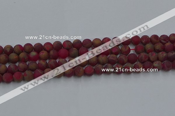 CGO252 15.5 inches 8mm round matte gold multi-color stone beads