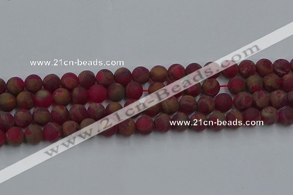 CGO253 15.5 inches 10mm round matte gold multi-color stone beads