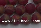 CGO254 15.5 inches 12mm round matte gold multi-color stone beads