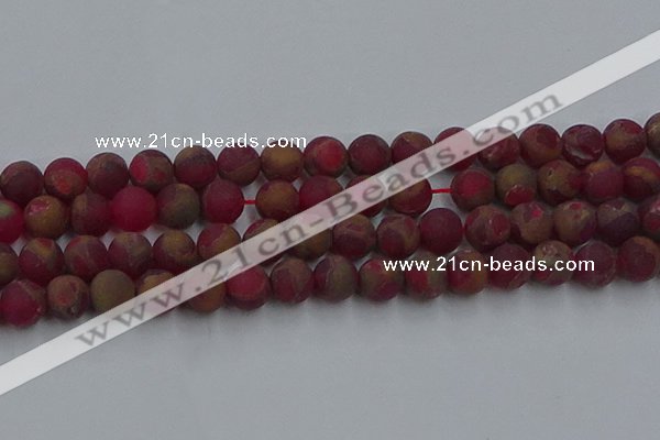 CGO254 15.5 inches 12mm round matte gold multi-color stone beads