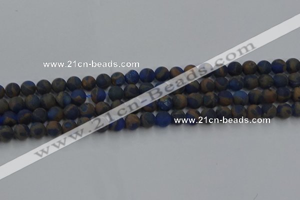 CGO261 15.5 inches 6mm round matte gold multi-color stone beads