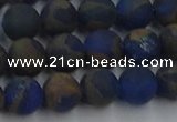 CGO262 15.5 inches 8mm round matte gold multi-color stone beads