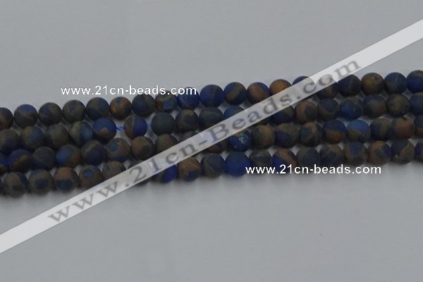 CGO262 15.5 inches 8mm round matte gold multi-color stone beads