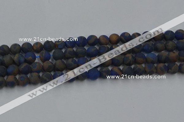 CGO263 15.5 inches 10mm round matte gold multi-color stone beads