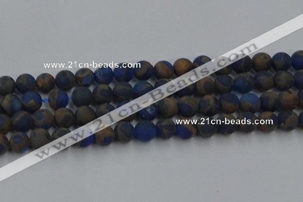 CGO264 15.5 inches 12mm round matte gold multi-color stone beads