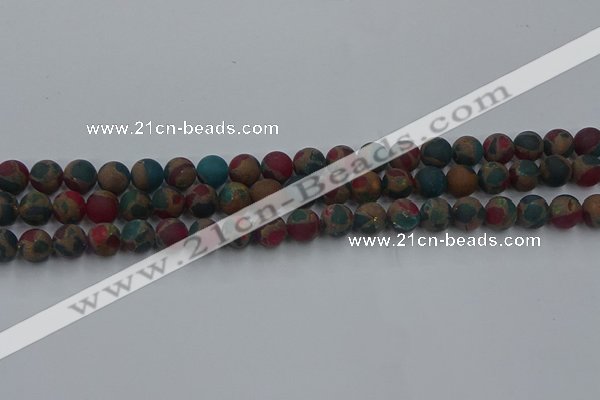 CGO266 15.5 inches 6mm round matte gold multi-color stone beads