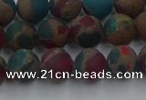 CGO267 15.5 inches 8mm round matte gold multi-color stone beads