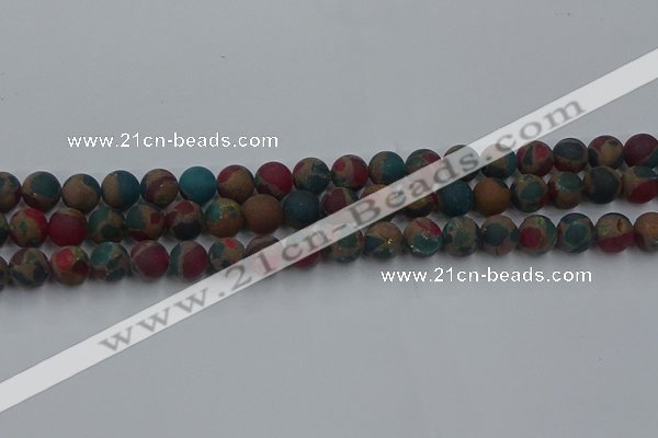 CGO267 15.5 inches 8mm round matte gold multi-color stone beads