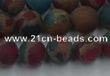 CGO268 15.5 inches 10mm round matte gold multi-color stone beads