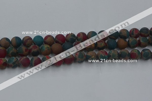 CGO269 15.5 inches 12mm round matte gold multi-color stone beads