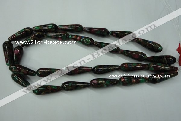 CGO29 15.5 inches 10*30mm teardrop gold multi-color stone beads