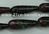 CGO30 15.5 inches 12*40mm teardrop gold multi-color stone beads