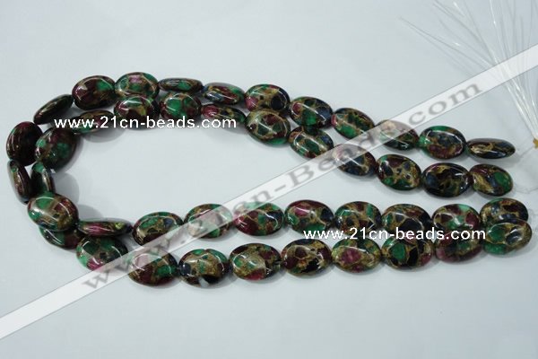 CGO38 15.5 inches 10*14mm oval gold multi-color stone beads