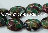 CGO41 15.5 inches 15*20mm oval gold multi-color stone beads