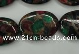 CGO42 15.5 inches 18*25mm oval gold multi-color stone beads