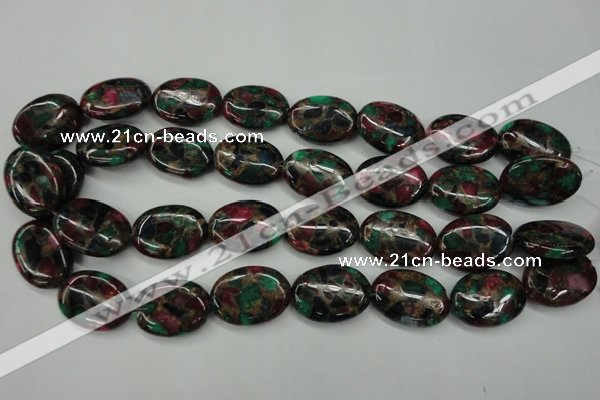 CGO42 15.5 inches 18*25mm oval gold multi-color stone beads