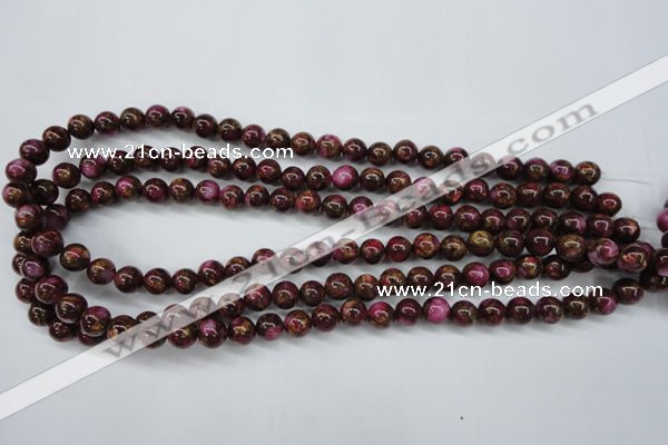 CGO52 15.5 inches 6mm round gold red color stone beads