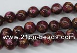 CGO53 15.5 inches 8mm round gold red color stone beads