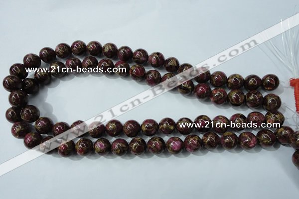 CGO54 15.5 inches 10mm round gold red color stone beads